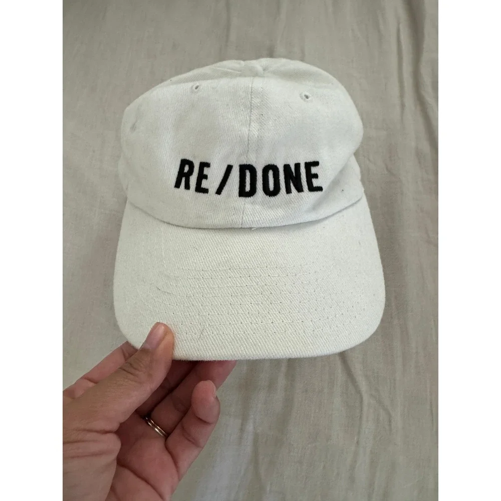 RE/DONE White Baseball Cap Embroidered Logo Adjustable Hat *Flaw*